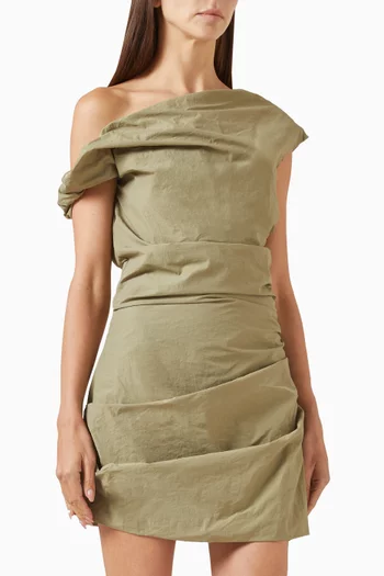 فستان ريمي قصير مزيج قطن