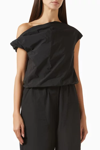 بلوزة أليس بفتحة رقبة ملفوفة مزيج قطن