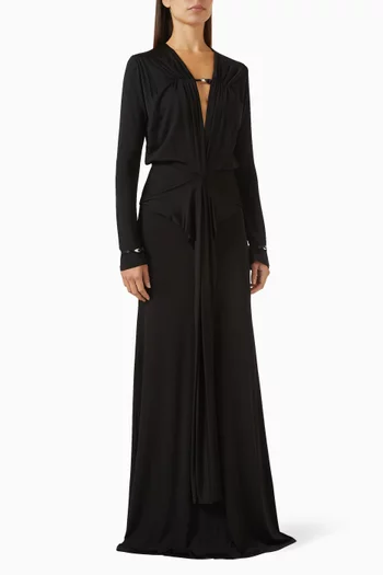 فستان فيلومينا بفتحة رقبة عميقة جيرسيه