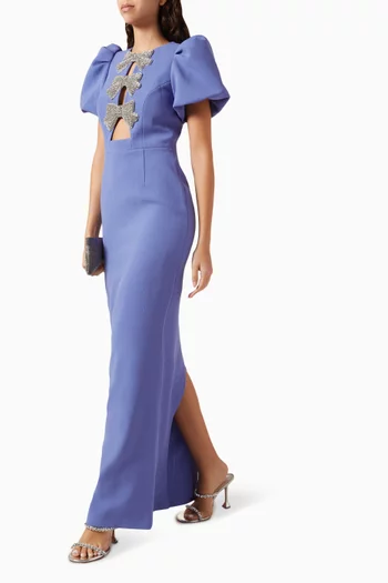 Violetta Crystal-bow Gown in Crepe