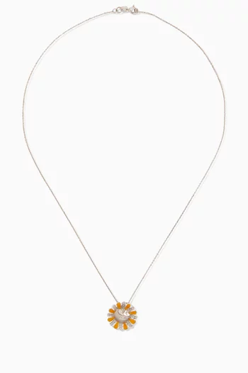 Smiley Flower Necklace in 18kt White Gold