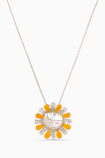 Smiley Flower Necklace in 18kt White Gold