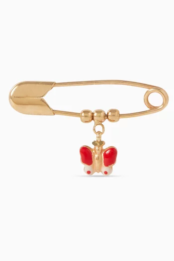 بروش بتصميم دبوس وحلية فراشة ذهب عيار 18