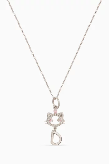 قلادة مايا ذا كيتين مرصعة بالماس وحلية حرف Dذهب أبيض عيار 18