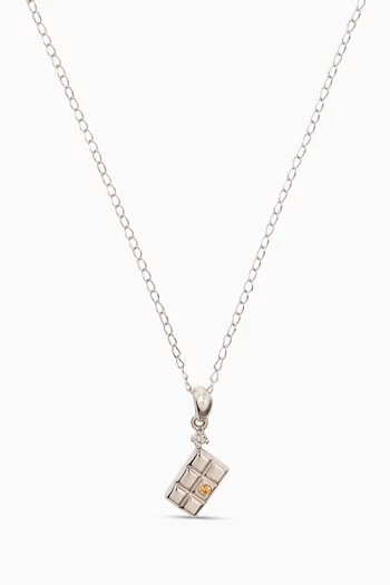 Chocolate Bar Diamond Necklace in 18kt White Gold