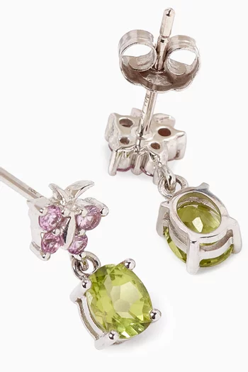 أقراط متدلية بتصميم فراشة مرصعة بياقوت ذهب أبيض عيار 18‏