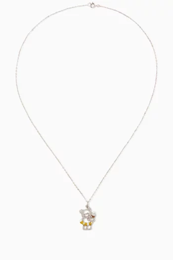 Teddy Bear Diamond Necklace in 18kt White Gold