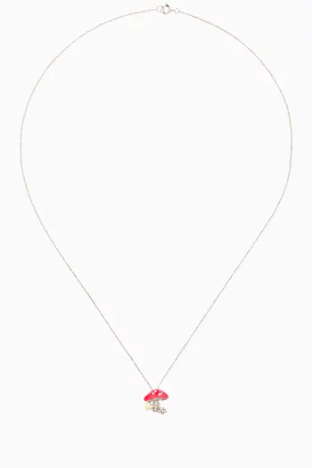 Mushroom Diamond Necklace in 18kt White Gold