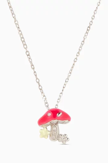 Mushroom Diamond Necklace in 18kt White Gold