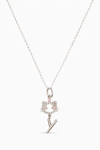 قلادة مايا ذا كيتين مرصعة بالماس وحلية حرف Y ذهب أبيض عيار 18