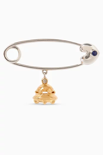 Flying Saucer Diamond Pin Brooch in 18kt White Gold