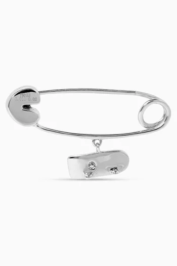 Skateboard Diamond Pin Brooch in 18kt White Gold