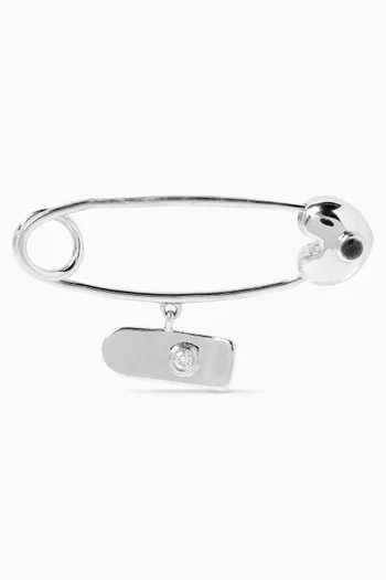 Skateboard Diamond Pin Brooch in 18kt White Gold