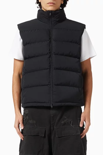Sleeveless Puffer Vest in Technical Twill