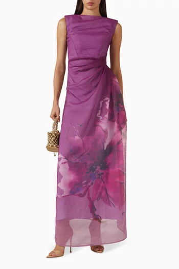 فستان فيرنا طويل بنقشة زهور