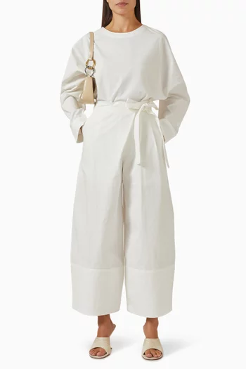 Wide-leg Wrap Pants in Poplin