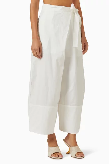 Wide-leg Wrap Pants in Poplin