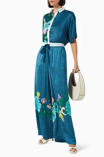 بنطال بيجاما بنقشة واتر بيدز فيسكوز وستان