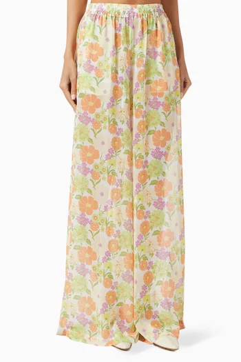 بنطال صندانس بقصة ساق واسعة كريب وجورجيت