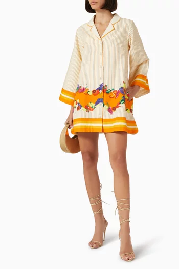 Fruit Mini Shirt Dress in Cotton-linen