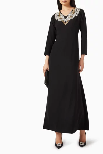 Embellished Long-sleeve Dress