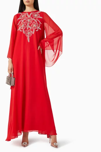 Floral-embroidered Kaftan