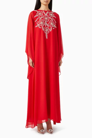 Floral-embroidered Kaftan