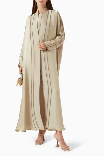 طقم عباية حرير أورجانزا، 3 قطع