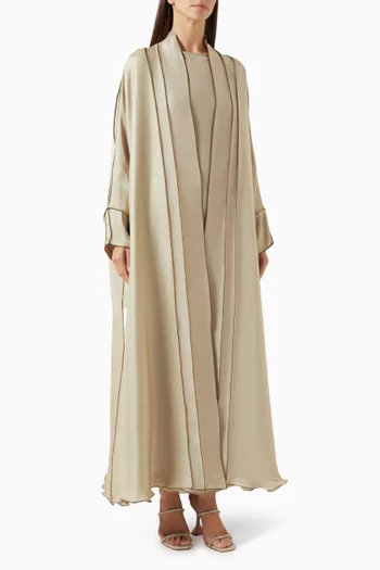 طقم عباية حرير أورجانزا، 3 قطع