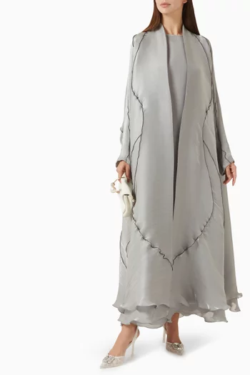 عباية بكشكش حرير وأورجانزا