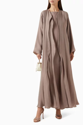 طقم عباية بطبقات متعددة قطن وكتان، 3 قطع