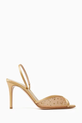 حذاء كلاسيك جين بسير خلفي وكعب 85 مم قماش شبكي