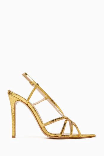 صندل مارلين بكعب 105 مم جلد بنقشة جلد أفعى الماء