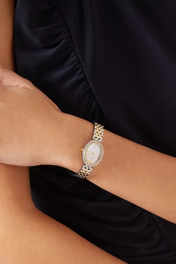 ساعة بيضاوية مرصعة بكريستالات بافيه، 22 × 28 مم