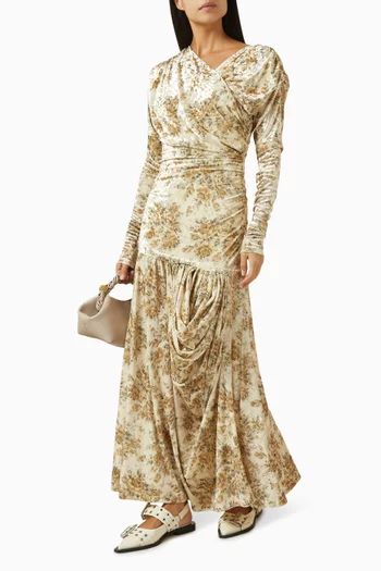 Ruched Dress in Velour-jersey