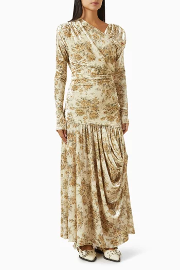 Ruched Dress in Velour-jersey