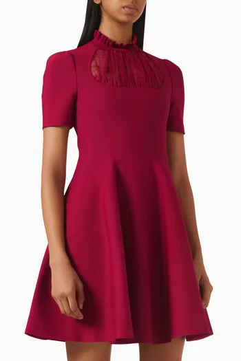 Lace-panel Mini Dress in Viscose
