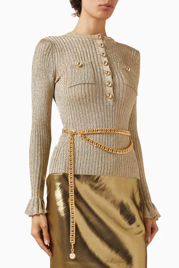 بلوزة بسلسلة نسيج مضلع