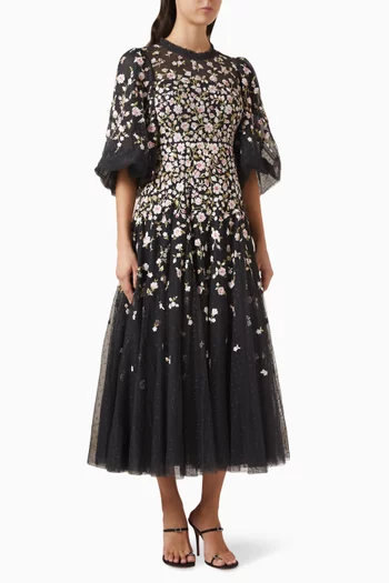 Sylia Rose Round-neck Gown in Tulle