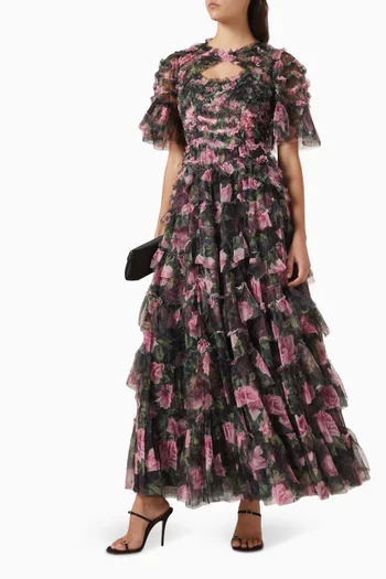 فستان سهرة فاين افيانا بنقشة ورود