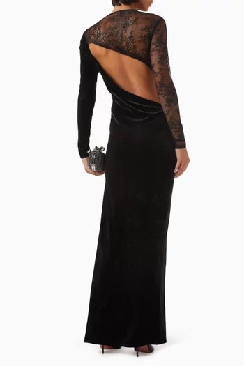 Cut-out Dress in Lace & Velvet