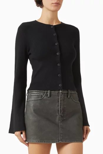 كارديغان منسوج بأكمام على شكل جرس