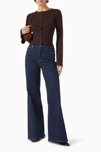 كارديغان منسوج بأكمام على شكل جرس