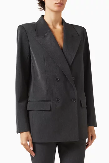 جاكيت بدلة اسينشال بقصة فضفاضة وصفي أزرار