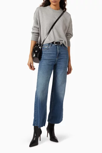 سترة بفتحة رقبة مستديرة وقصة فضفاضة نسيج ناعم