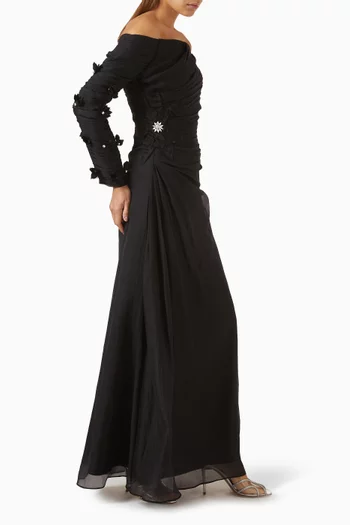 3D Floral-applique Gown