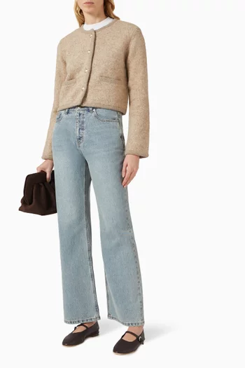 جاكيت بلا ياقة صوف وكشمير