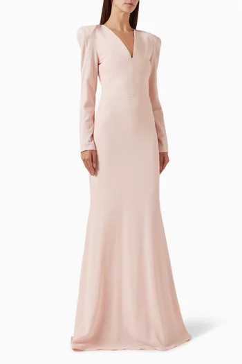 V-neck Gown in Scuba-crepe