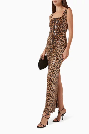Leopard Sequin-embellished Dress