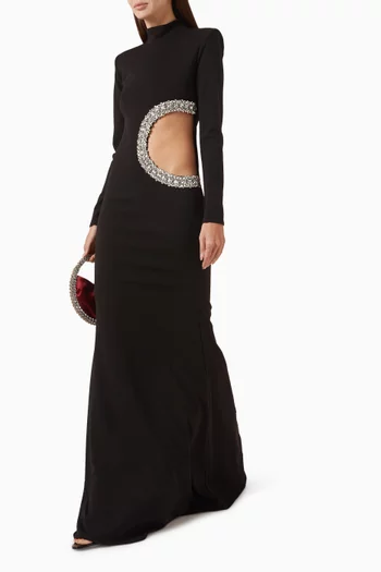 Diamante-embellished Dress in Scuba-crepe